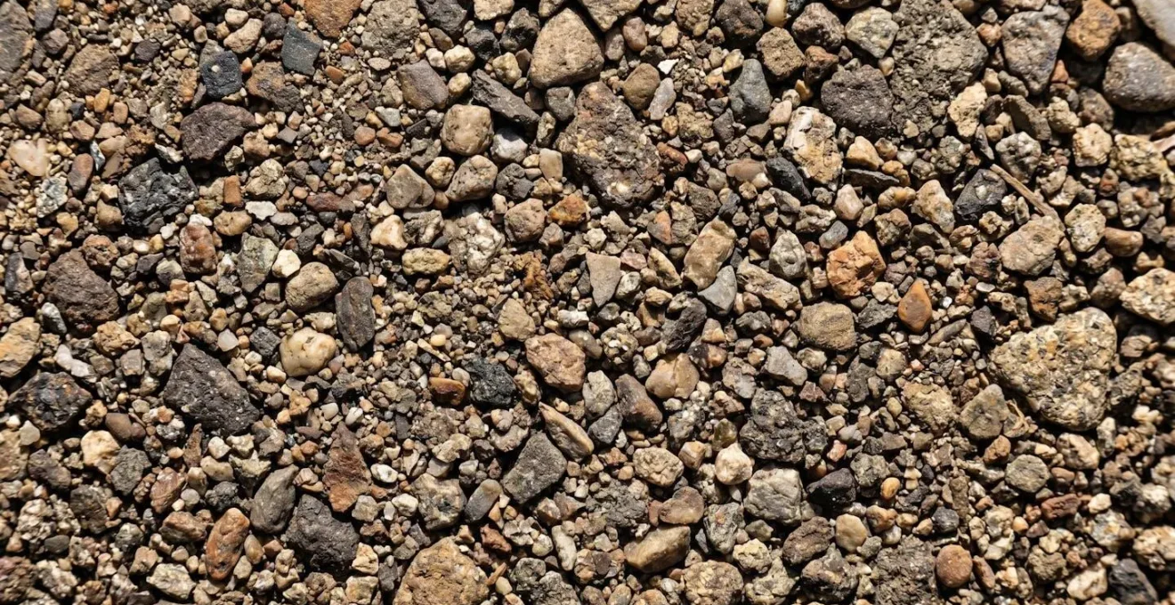 Vue en gros plan de la texture d'un matériau granulaire compacté montrant la répartition des grains et la densité obtenue après compactage