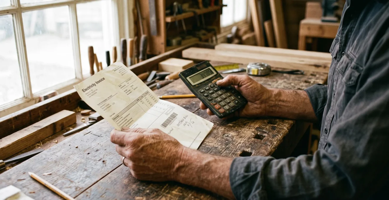 Un artisan calcule le montant de sa facture d'électricité.